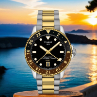TISSOT 天梭 官方授權 Seastar 1000 GMT 海星300米潛水錶 母親節送禮推薦-40mm T1208522205100