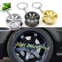 Car Wheel Rim Keychain TE37 Design Wheel Turbo Keychain Metal Keyring Creative Gifts Car Key Holder Accessories