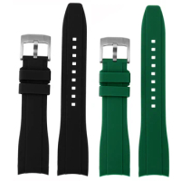 20mm 22mm Curved End Silicone Rubber Watchband Strap for Men Women Water Ghost Seiko Citizen BN0193 Tissot Sport Wristband
