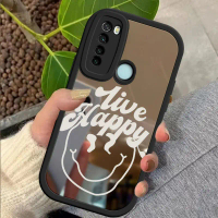 เคสกันกระแทกสำหรับ Redmi Note 8 เคสหลังลาย Live Happy พื้นผิวกระจก เคสป้องกันกล้อง