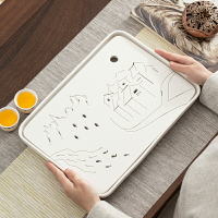 日式陶瓷茶盤家用簡約現代小型茶臺瀝水干泡盤陶瓷托盤功夫茶海