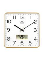 霸王鐘錶方形客廳時鐘臥室簡約掛鐘中式創意壁鐘靜音電子石英掛錶