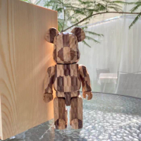 Bearbrick 400% 28cm KARIMOKU FRAGMENTDESIGN CARVED WOODEN 400% BE@RBRICK Longitudinal Chess Pieces Carved Wood Wavy Bear