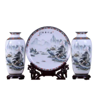 Antique Jingdezhen Ceramic Vase Set Classical Chinese Traditional Handmade Eggshell Vase Flower Vases Porcelain Vase