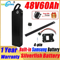 Lengthen SilverFish 48v60ah 4-pin Electric Bike Battery 36 52 60 72v 20ah 50ah Lithium Battery 3000w Bateria De Litio 30AH Akku