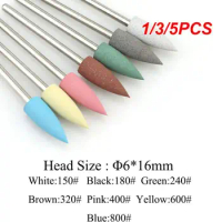1/3/5PCS Cuspidal Head 7 Colors Rubber&amp;Silicon Carbide Nail Buffer Electric Manicure Machine Nail Drill Accessories Tools Nail