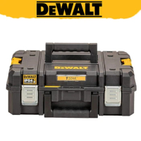 DEWALT DWST83345-1 TSTAK 2.0 IP54 Shallow Storage Box Free Stacking Removable Handheld Portable High-Capacity Plastics Tool Box