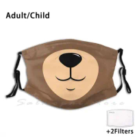 Bear Face Nose Mouth Print Washable Filter Anti Dust Mouth Mask Bear Brown Bear Grizzly Bear Teddy Teddybear Cuddly Toy Soft