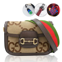 【GUCCI 古馳】Horsebit 1955 品牌經典馬蹄LOGO拼接雙背帶馬鞍包斜背包(駝 買就送BV隨機吊飾鑰匙圈)