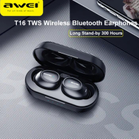 Awei T16 TWS Bluetooth Earphones Earbuds with Mic Wireless In-ear 6D HiFI Bass Stereo Sound Headset HiFi Music Sports Earphone