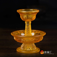 佛教用品 供水杯供佛杯西藏密宗修行法器凈水杯琉璃護法杯 琥珀色1入