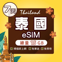 環亞電訊 eSIM泰國7天15GB(eSIM 24H自動發貨 免等待免插卡 AIS 5G網速 吃到飽 不降速 網卡 環亞電訊)