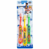 小禮堂 迪士尼 玩具總動員 兒童牙刷組《3入.綠黃橘.格圖》牙刷蓋.盥洗用品