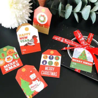48PCS Christmas Gift Tag Decorative Creative Xmas Hanging Paper Tag With 50 Cotton Strings For Christmas DIY Crafts Multicolor