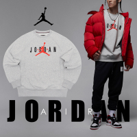 Nike 大學T Jordan Fleece 灰 紅 男款 衛衣 長袖 喬丹 內磨毛 休閒 FD9938-050