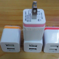 200pcs/lot US Plug 2 USB Port Dual USB Wall Home Travel Charger Adapter for iPhone 6 5s for iPad for Samsung for LG