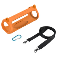 Silicone Cover Case With Strap Carabiner for -JBL Charge 5 Speaker