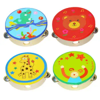 Hand Drums For Kids Handheld Wooden Music Drum Musical Instrument Tool With Bell For Party Performance Home School Dancing And