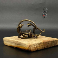 古玩小銅器擺件四大神獸玄武龜龍龜擺件蛇龜鎮宅招財復古茶寵擺件1入