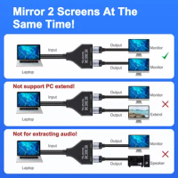 HDTV 4K 30Hz HDMI Splitter 1 In 2 out audio Video VGA cable 1 to 2 DVI 24 1 to hdmi 2 adapter for TV Box Monitor Projector 15m