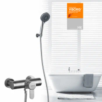VIBORG SUS304 Stainless Steel Lead-free Wall mounted Bath Shower Faucet Mixer Tap Complete Set Kit