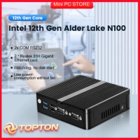 12th Gen Fanless Mini PC Alder Lake N100 Quad Core Dual LAN 2*COM NVMe Windows 11 3x4K Pfsense Internet Server Industrial PC