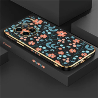 Flower Luxury Plating Phone Case For Vivo X90 Pro X80 X70 X60 Pro Plus Silicone Soft Shockproof Cover Coque