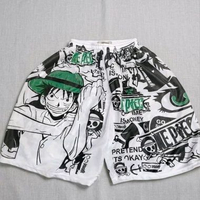Celana Pendek Santai One Piece Luffy Murah / Celana Kolor Pria Wanita boxer keren L hijau