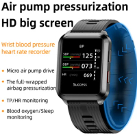 2024 New Air Pump Blood Pressure Smart Watch Men Blood Oxygen Body Temperature Heart Rate Sleep Monitor Elder Health Smartwatch