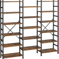 Triple 6 Tier Bookshelf, Bookcase with 17 Open Display Shelves, Wide Book Shelf Book Case for Home &amp; Office