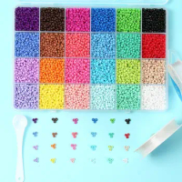 3mm 24 opaque colors glass seed beads with 2 rolls strings jewelry making kit set