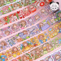 4.5Cm*3M Garden Secret Series Masking Washi Tape Cute Cartoon Girl Daily Decorative Adhesive Material Sticker Label Scrapbooking
