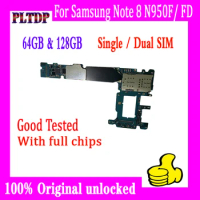 For Samsung Galaxy Note 8 N950F N950FD Motherboard 64GB 100% Tested For Samsung N950F Logic Board Original Unlocked Mainboard
