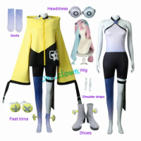 Game Anime Lono Cosplay Costume Shoes Scarlet and Violet Cosplay Paldea Region Lono Women Halloween Party Costume Cosplay Wig