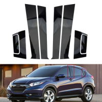 Black/Silvery Window Trim Pillar Posts Sticker Door Decal Cover Car Accessories For Honda HRV 2016 2017 2018 2019 2020 2021 2022