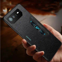 Coque For Asus ROG Phone 6 Pro Cross Leather Shockproof Phone Case For Rog Phone 6 Hard PC Protective Back Cover For Rog Phone 5