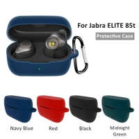 Dustproof For Jabra Elite 85T Protective Sleeve Soft Silicone Earphone Cover Case Wireless Bluetooth Earbuds Case With Carabiner