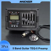 3Pcs 5 Band Acoustic Guitar Preamp EQ Equalizer Classical Acoustic Guitar Amplifier Digital Chromatia Blend Tuner Piezo Pickup