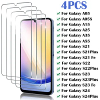 4Pcs Tempered Glass For Samsung Galaxy A55 A35 A05S A15 A25 Screen Protector For Samsung S22 S23 Plus S21 Fe S24 Ultra glass