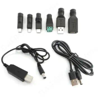USB 5V to 9V 12V 12.6V 8.4V Boost Line Power to DC 5.5x2.1mm Male Mini 5pin Type C Step UP Module Connector Cable Converter V27