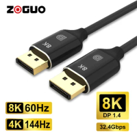 ZOGUO 8K DisplayPort Cable 8K@60Hz 4K@144Hz DP 1.4 Male Ultra High Speed Cord for Laptop/PC/TV/Gaming Monitor DP Cable 1.2