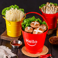 網紅火鍋店餐具鐵桶蔬菜拼盤烤肉創意青菜桶特色金針菇商用盤子