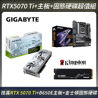 限量超值組-技嘉GIGABYTE RTX5070Ti 顯卡＋B650 主機板＋金士頓 2TB PCIe 固態硬碟
