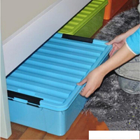 特大號塑料有蓋床底收納箱衣物整理箱玩具儲物箱床下書收納盒滑輪