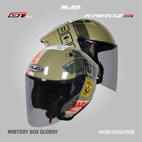 Helm NJS KAIROZ GT MOTIF SINGLE VISOR LIGHT SMOKE FREE SPOILER 3D - Helm Half Face Njs Misteribox/mi
