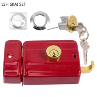 Red Cast Iron Bedroom Door Lock Universal Anti-theft Wooden Door Locks Indoor Multiple Security Lockset Household Hardware