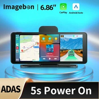 Imagebon 6.86" Wireless CarPlay &amp; Android Auto Dash Cam WiFi FM GPS Navigation AI Voice Dashboard Car Rearview Mirror Camera DVR