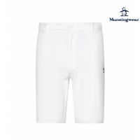 【Munsingwear】企鵝牌 男款白色後腰頭鬆緊帶文字印花防潑水防曬短褲 MGTL8501