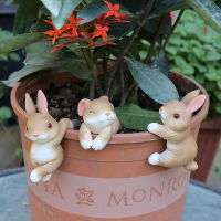 戶外擺件花園造景 創意掛盆小兔子卡通動物擺件花園雜貨 盆景小擺件裝飾品園藝擺件