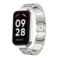 Diamond Metal Strap Case Protector For Redmi Band 2 Smart Band Accessories Watch Band For Redmi Smart Band Pro Bracelet Frames